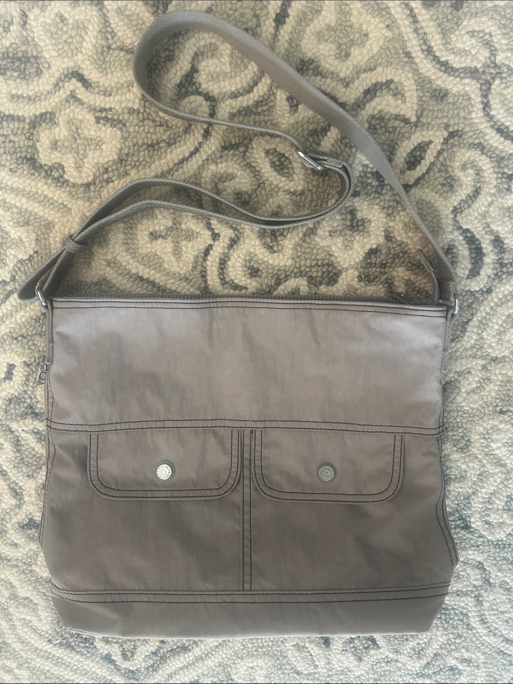 Kipling Cooper Large Nylon Crossbody Bag, Curiosity Gray KI6507, NWOT